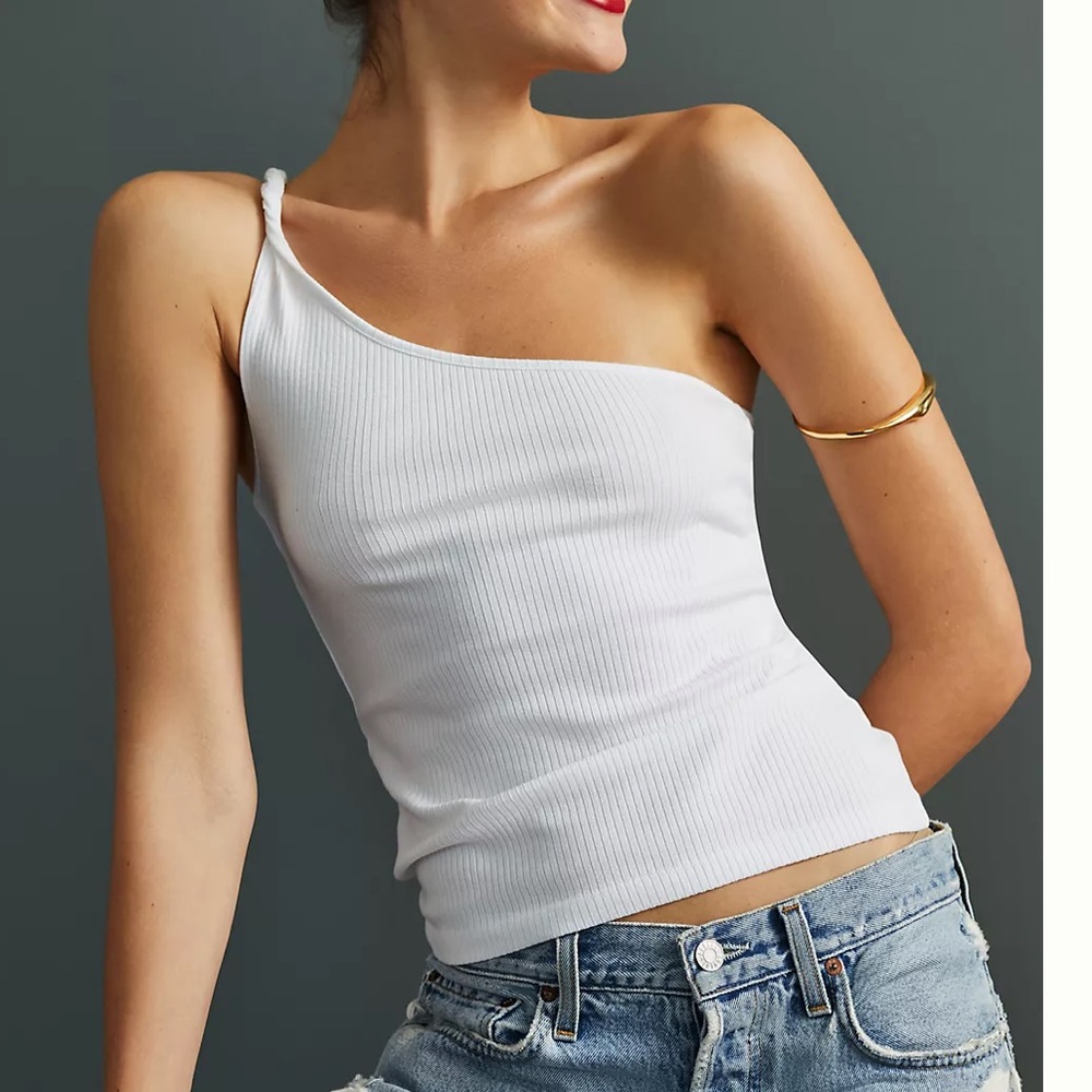 Anthro ribbed one shoulder tank